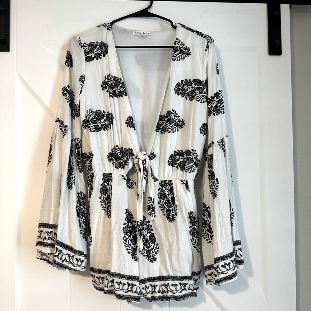 Love Riche B&W Long Sleeve Romper